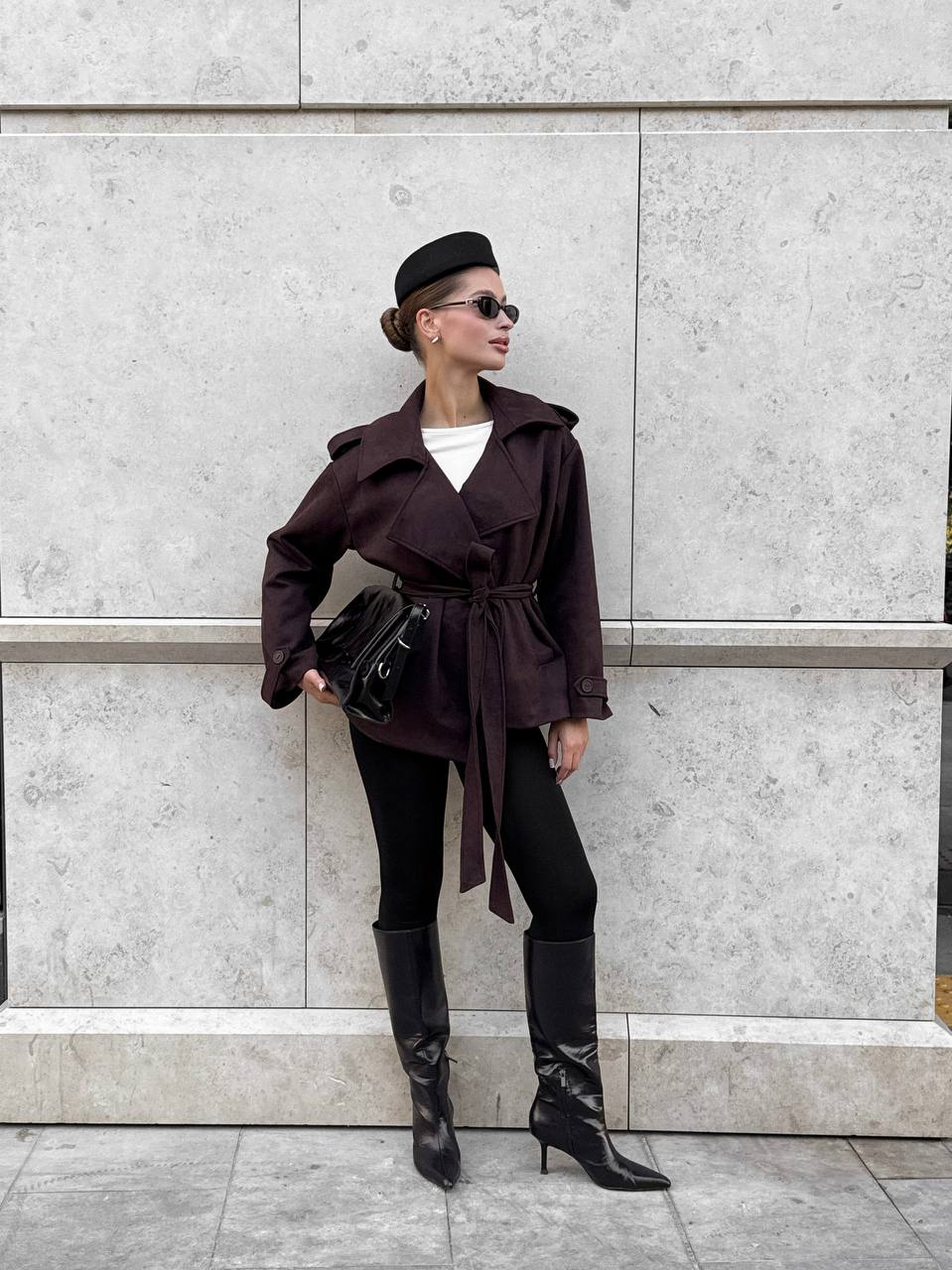 Suede Trench Jacket Chocolate