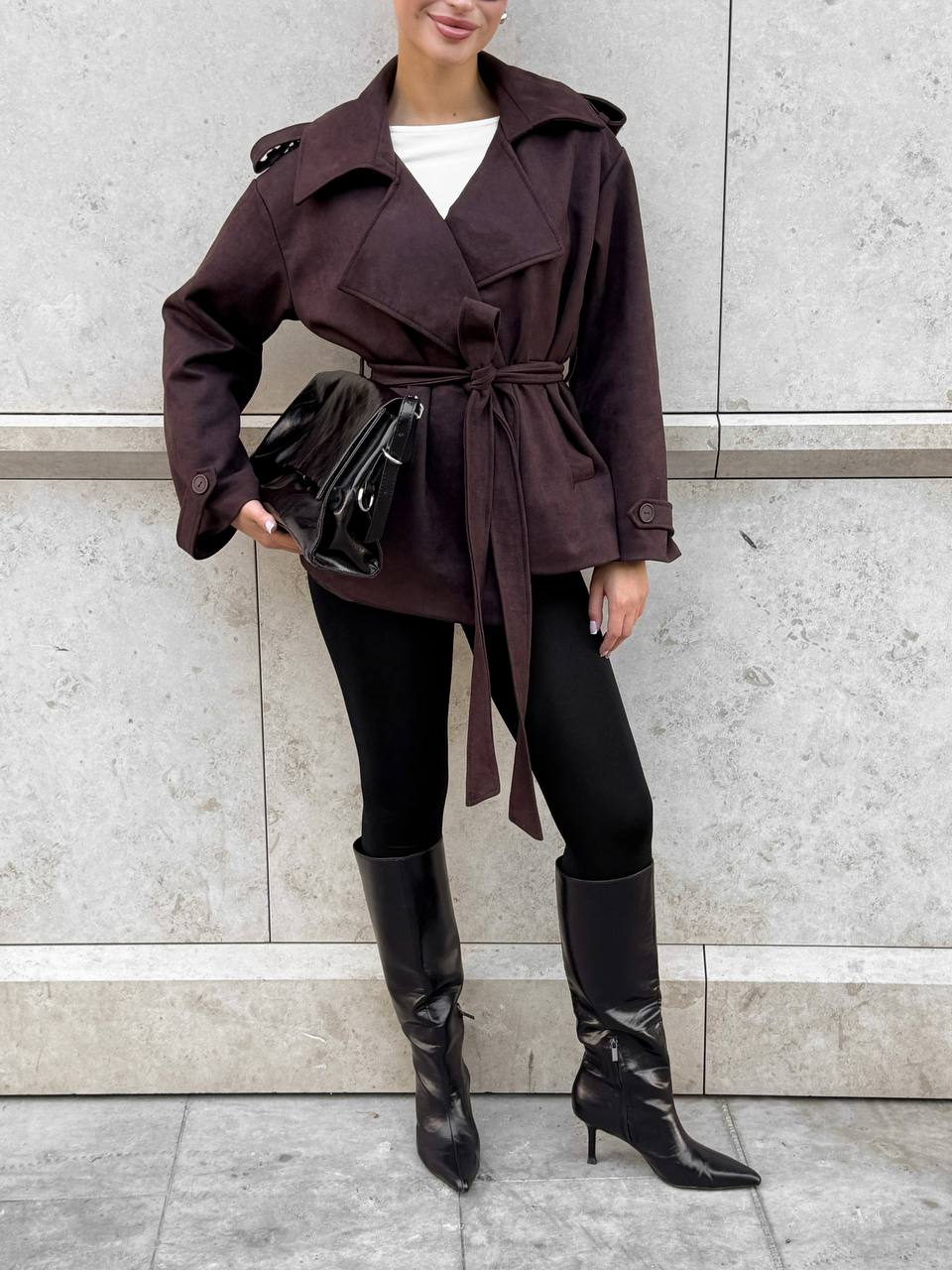 Suede Trench Jacket Chocolate