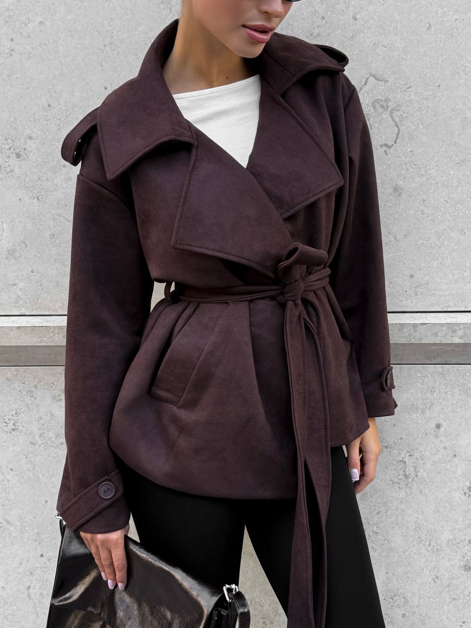 Suede Trench Jacket Chocolate