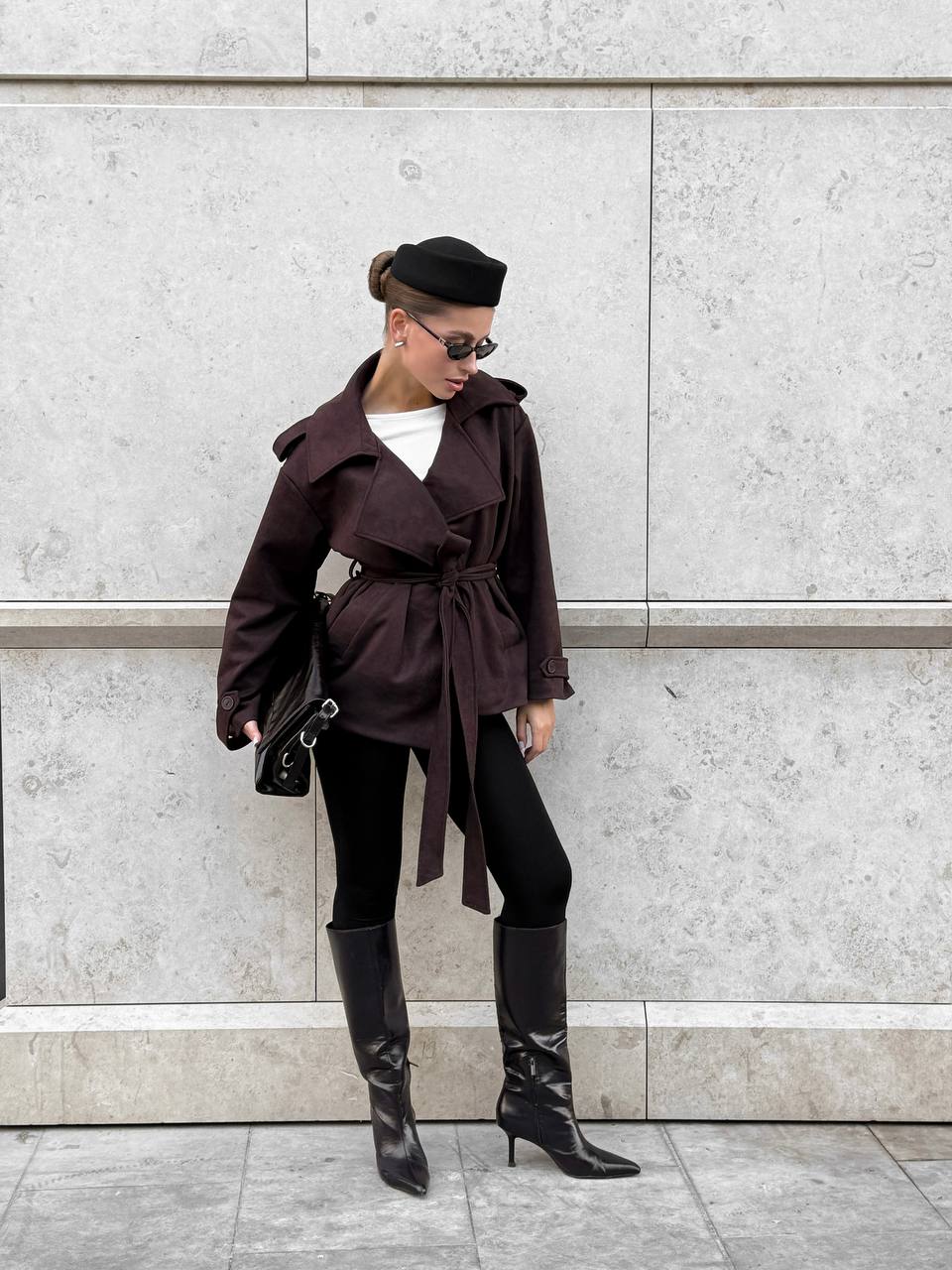 Suede Trench Jacket Chocolate