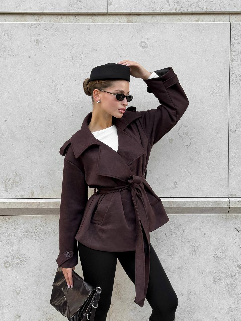 Suede Trench Jacket Chocolate
