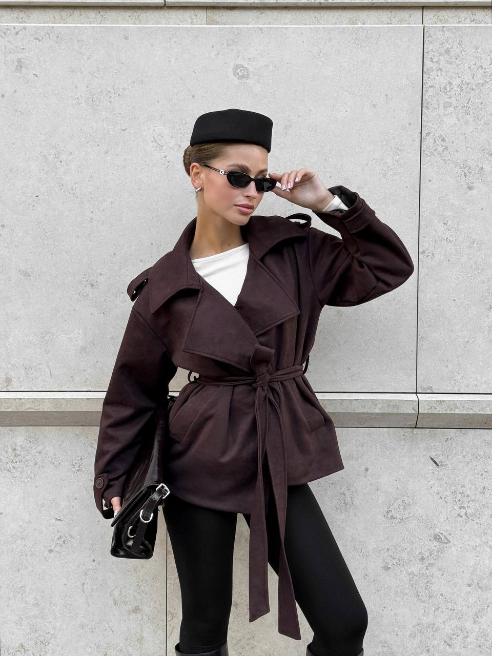 Suede Trench Jacket Chocolate