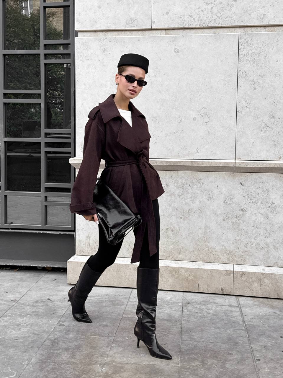 Suede Trench Jacket Chocolate