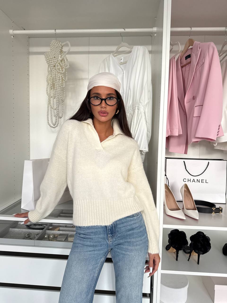 Wool Blend Knit Sweater Milky