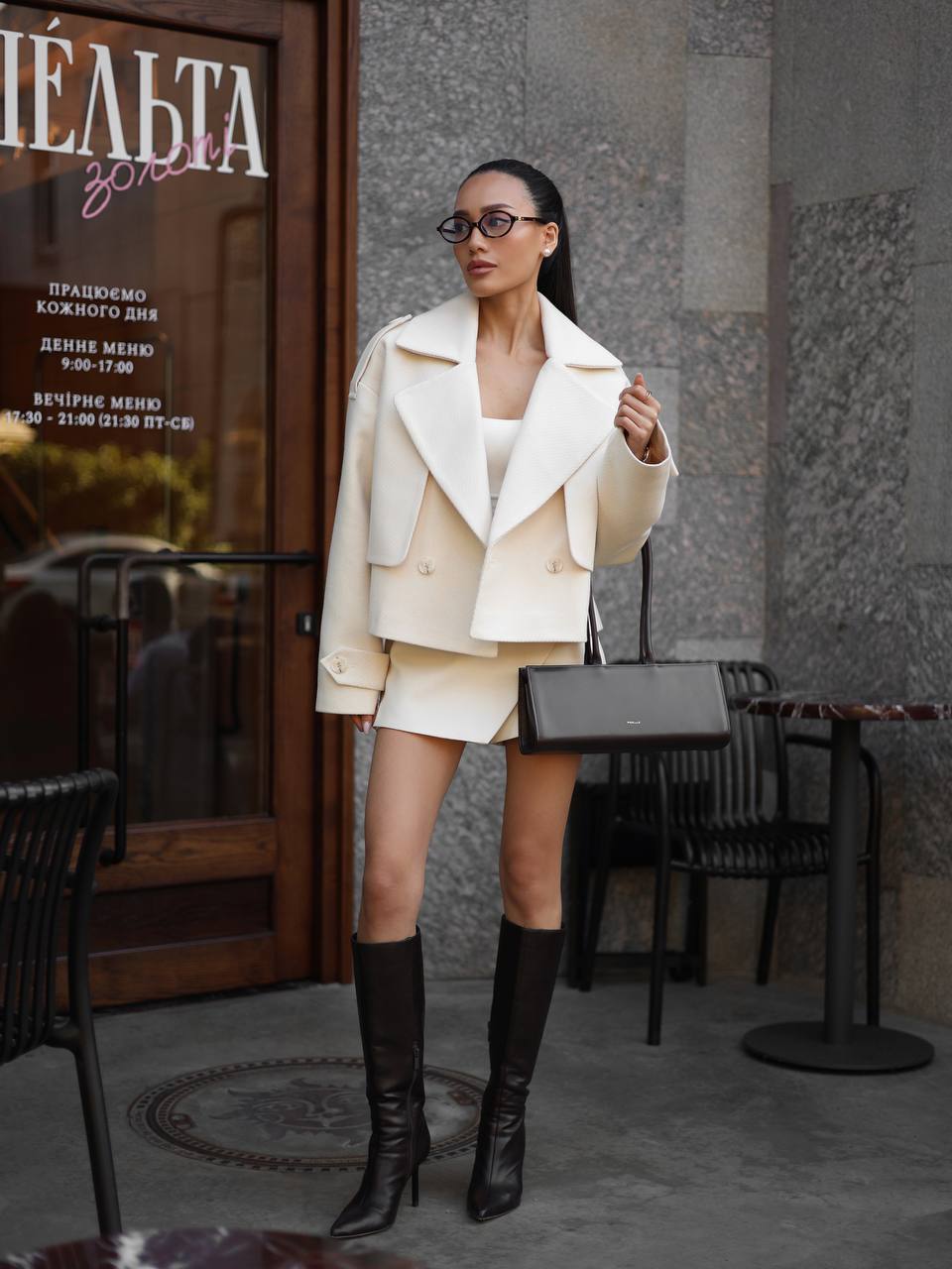 Oversized kašmyro švarkas,  baltas