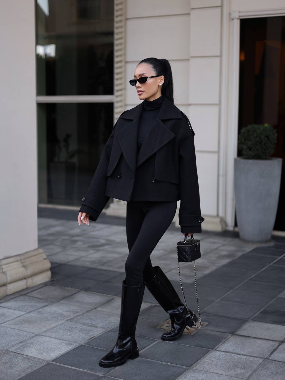 Oversized kašmyro švarkas, juodas