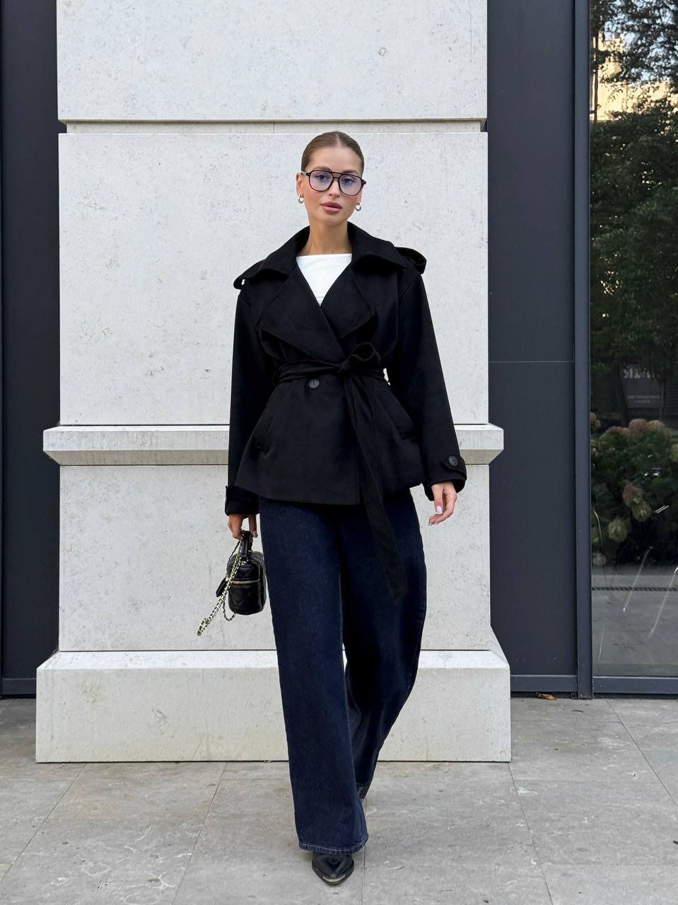 Suede Trench Jacket Black