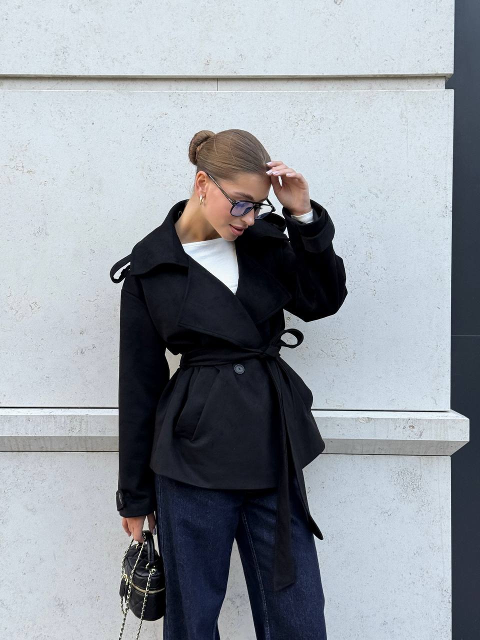 Suede Trench Jacket Black