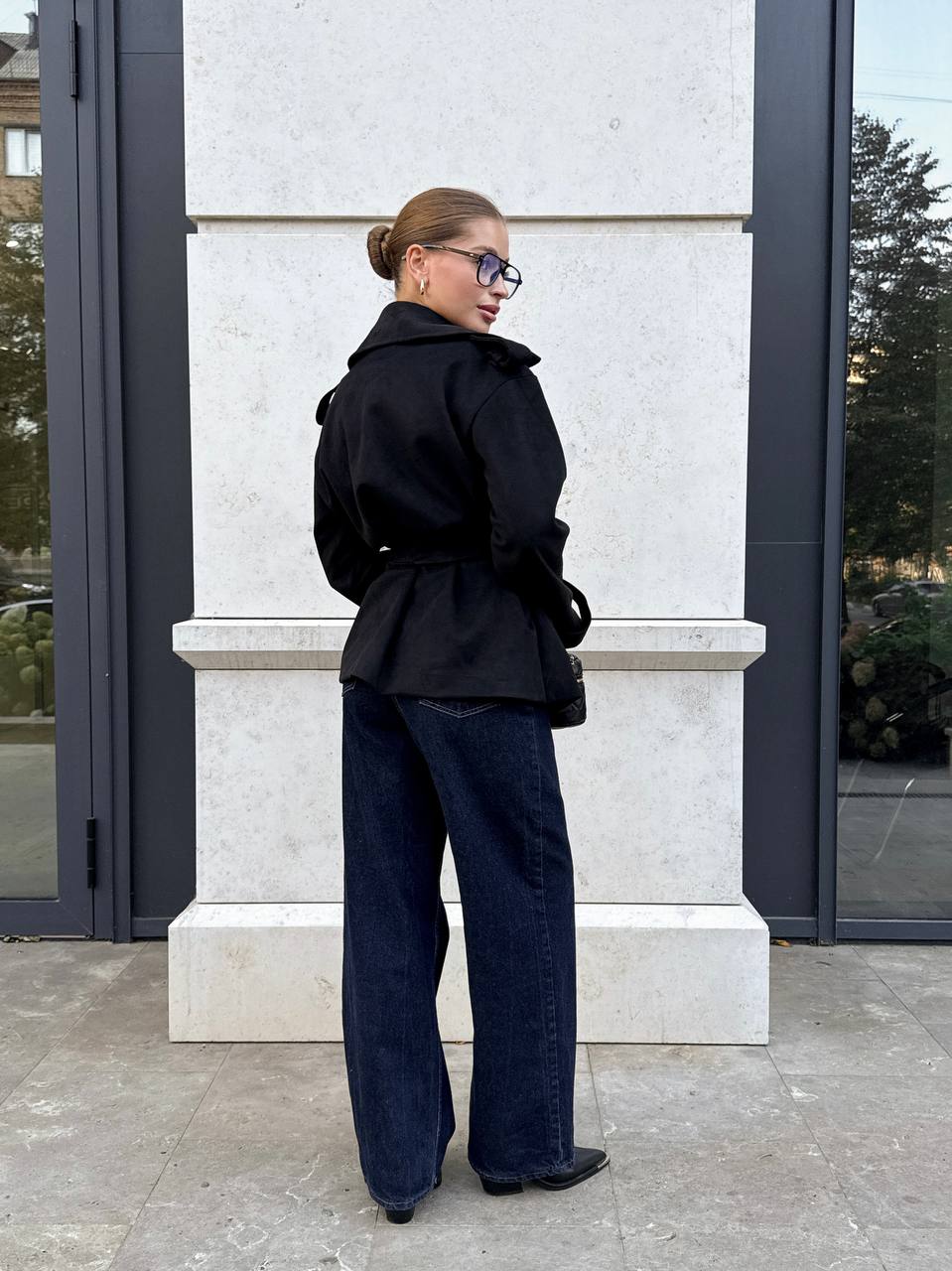 Suede Trench Jacket Black