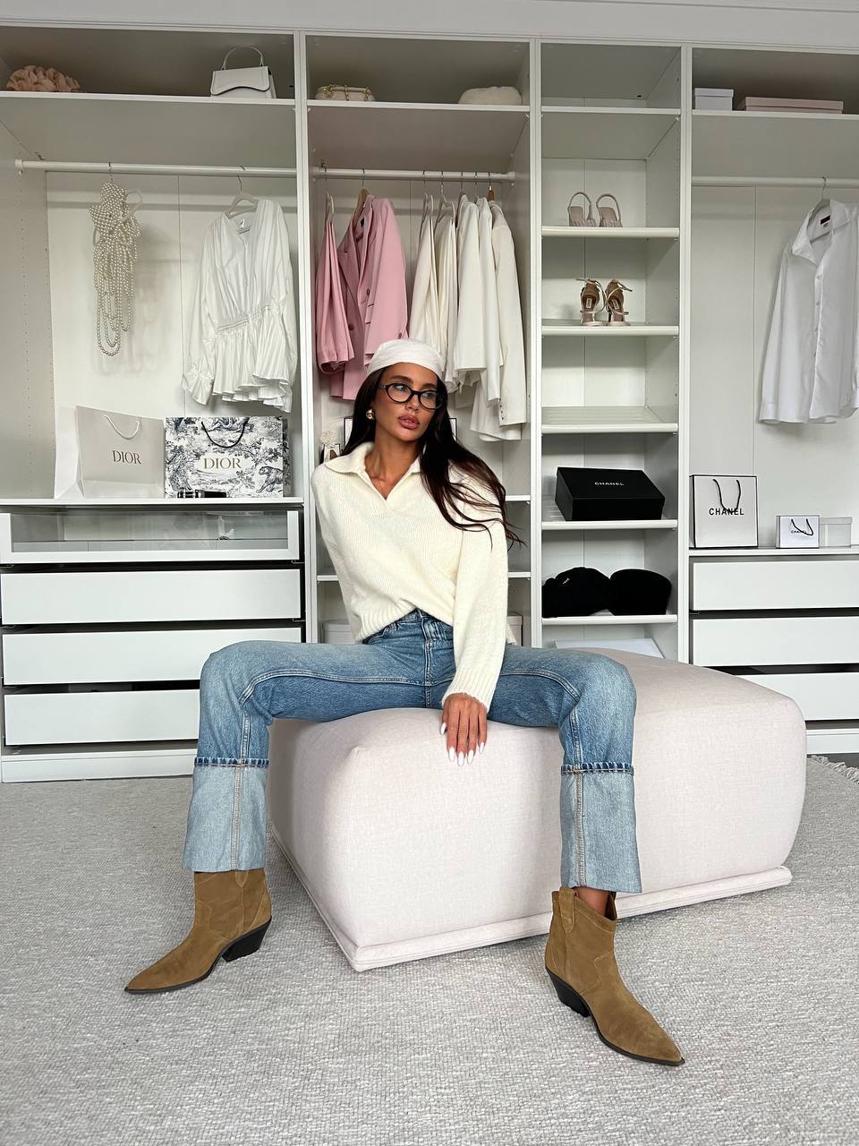 Wool Blend Knit Sweater Milky