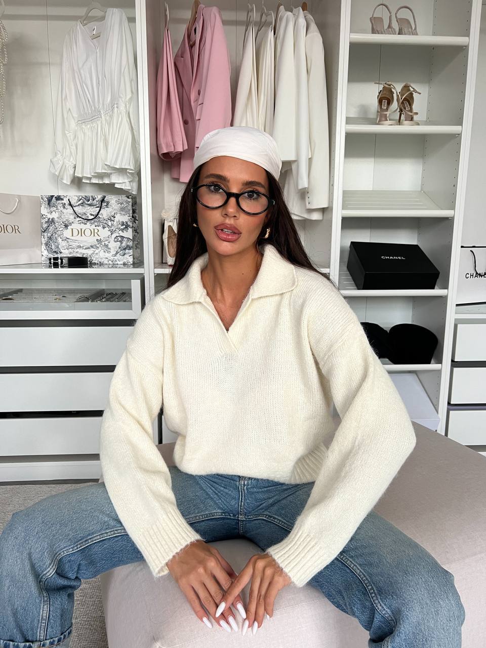 Wool Blend Knit Sweater Milky