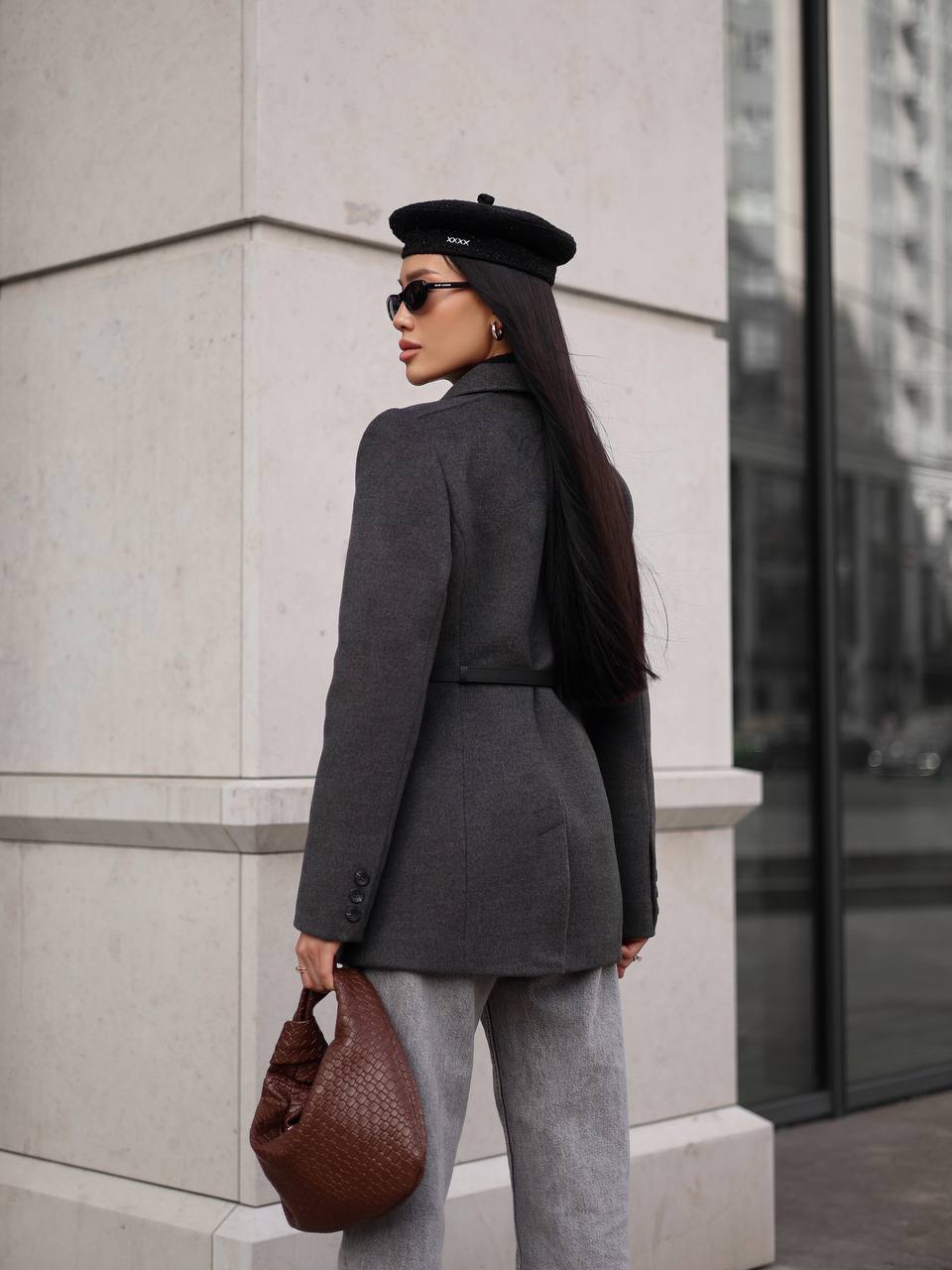 Cashmere Blend Jacket –  Hourglass Silhouette Grey