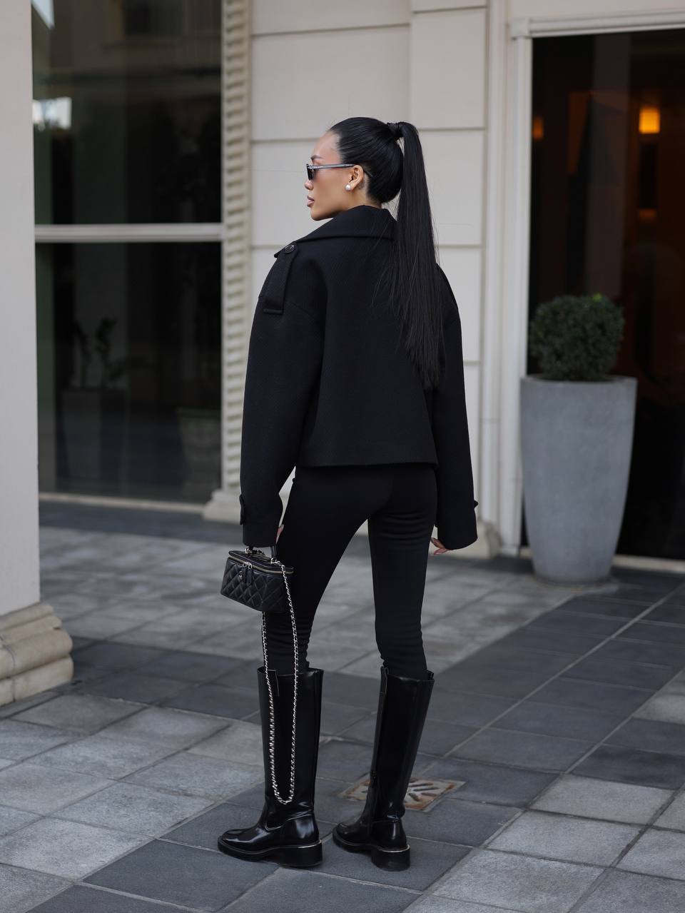 Oversized kašmyro švarkas, juodas