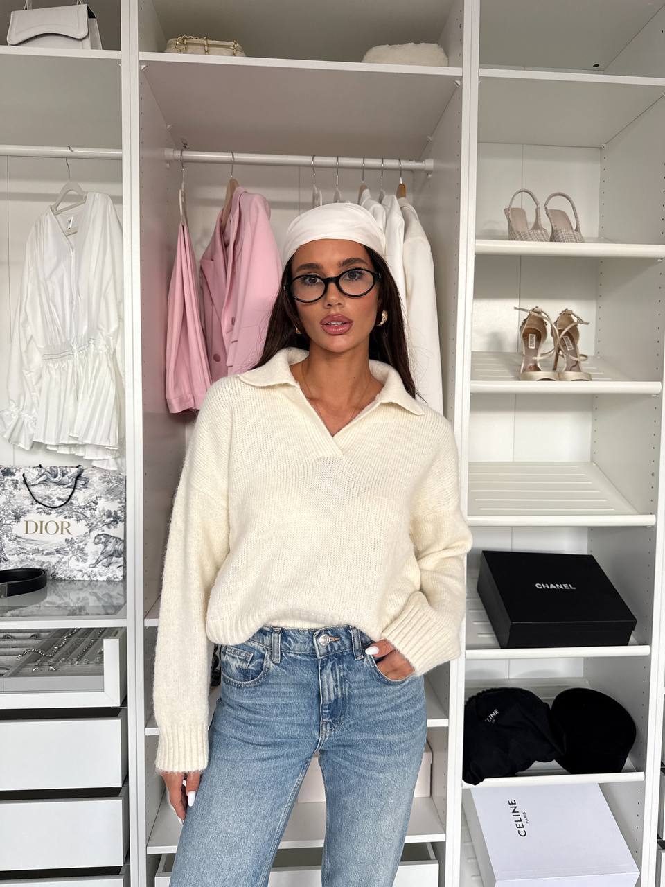 Wool Blend Knit Sweater Milky