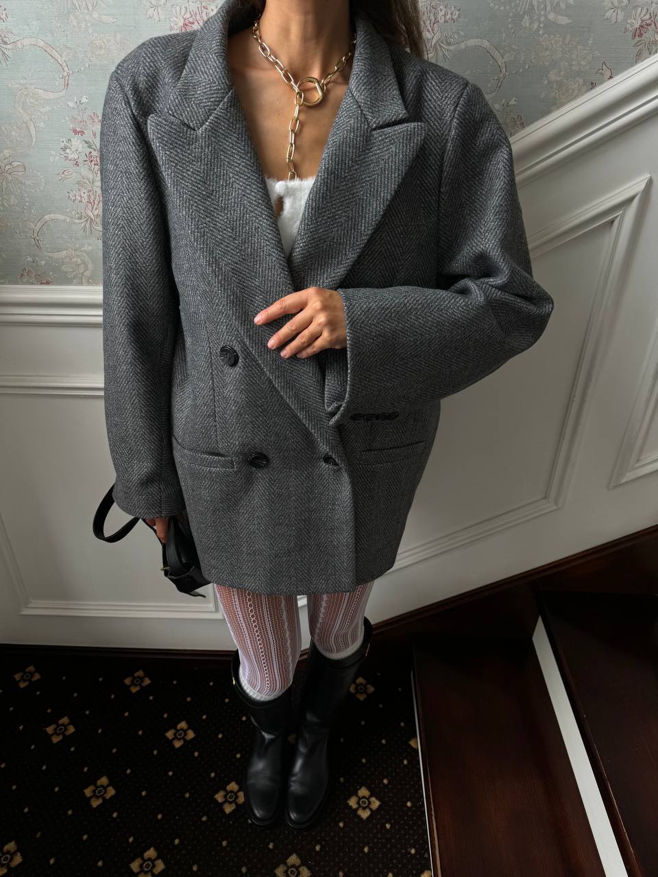 Oversized Wool-Blend Blazer Coat
