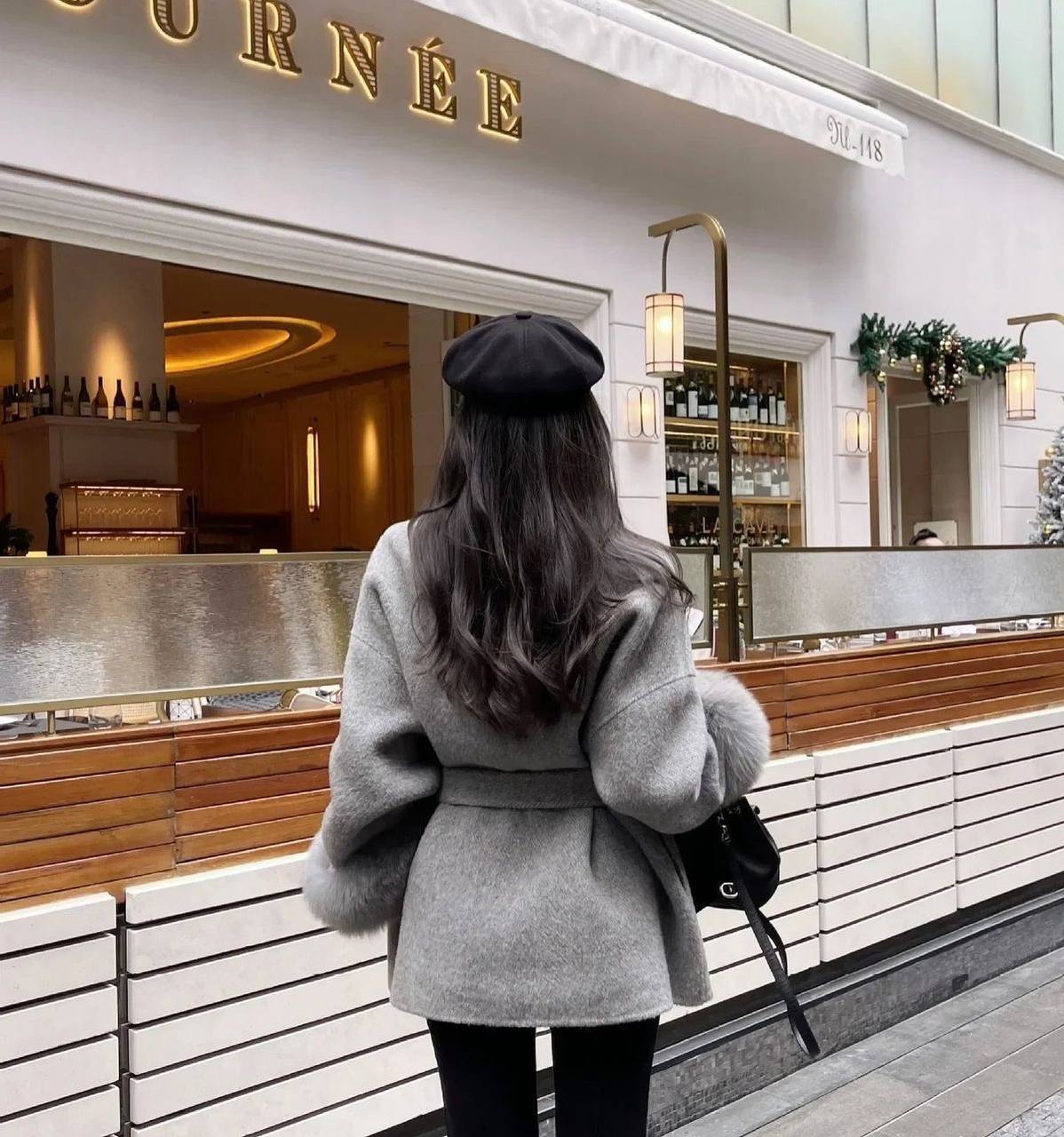 Kašmyro paltas su diržu, pilkas