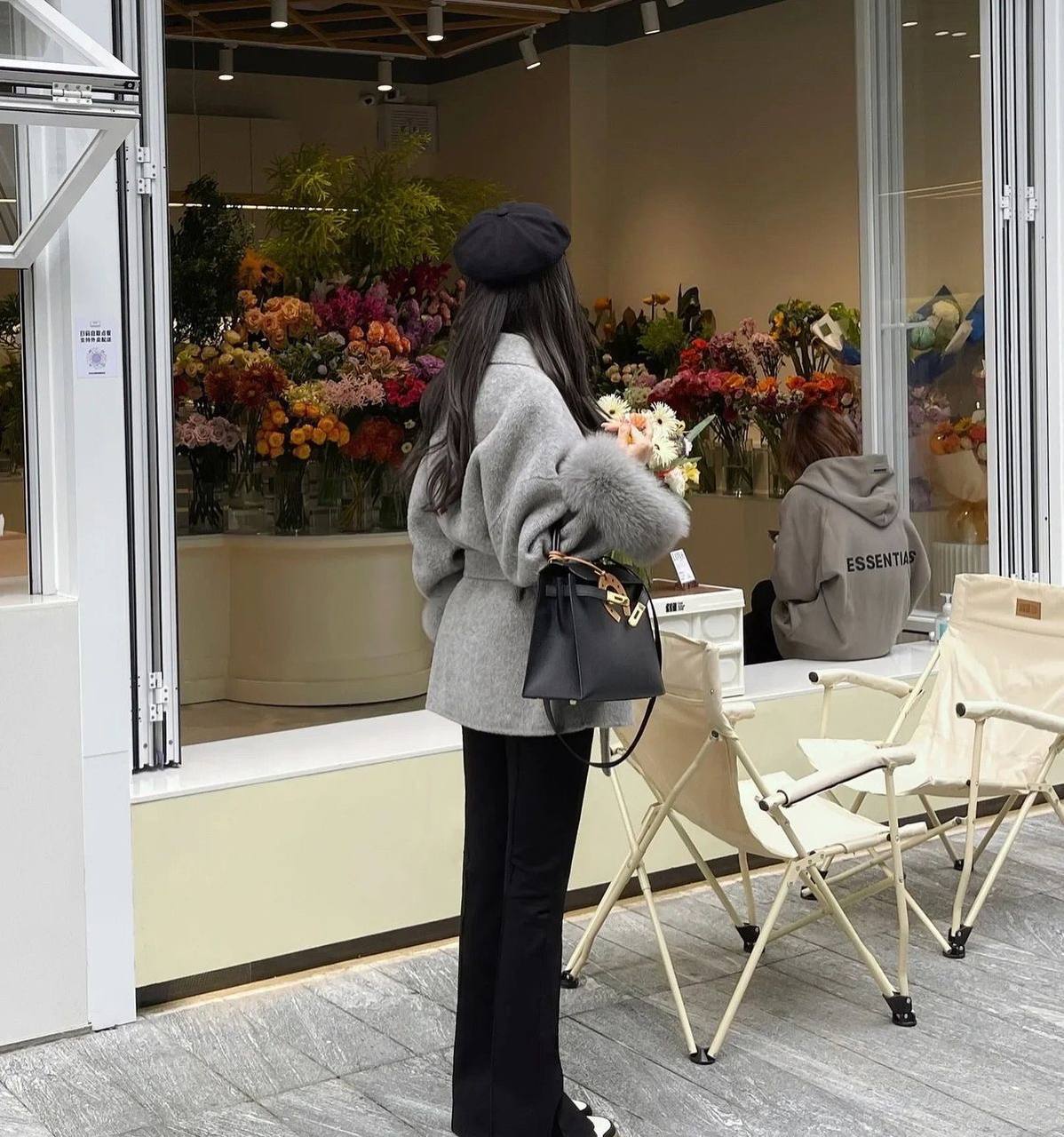 Kašmyro paltas su diržu, pilkas